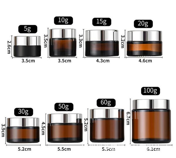 Yeniden Kullanılabilir Cam Kozmetik Ambalaj Şişeleri Çevre Dostu Serum Şişesi Yüz Krem Kavanları Boş Amber Cam Kavanozlar Yüz Krem Şişesi Konteynerleri