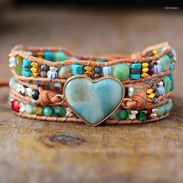 Strand Love Amazon Bracciale intrecciato in pietra mista Bracciale Boho Friendship