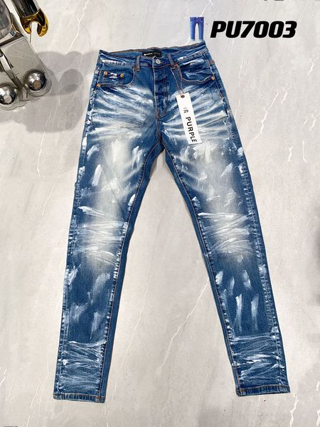 Дизайнерские мужчины Purple Man Fashion Vintage Wash Slim Fit Denim Primt Print Print