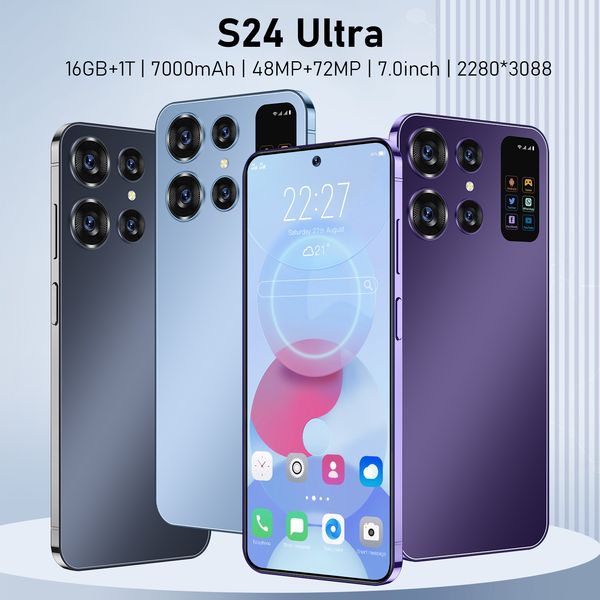 Novo original s24 ultra + smartphone 5g 6.8hd 16g + 1t duplo sim celulares android celular desbloqueado 64mp 7000mah telefone móvel