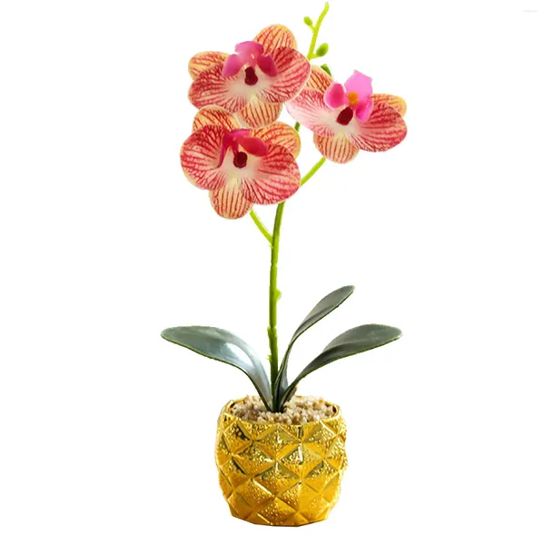 Dekoratif Çiçekler Düzenleme Kapalı Süs Yapay Orkide Sehpa Ev Dekor Oturma Odası Sahte Çiçek Düğün Partisi Yapraklar