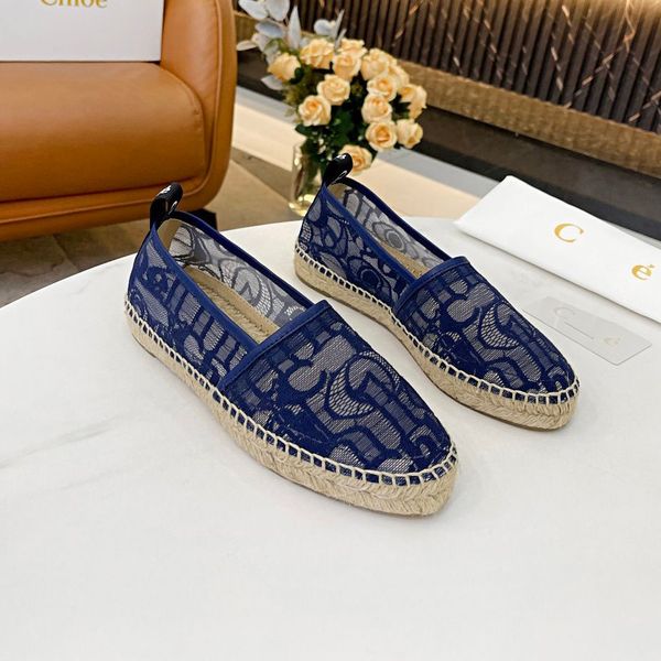 Espadrillas chiuse in tessuto di alta qualità in morbida pelle suola con tacchetti in gomma mocassini con tacco basso slip-on di design di lusso da donna calzature casual calzature di fabbrica con scatola