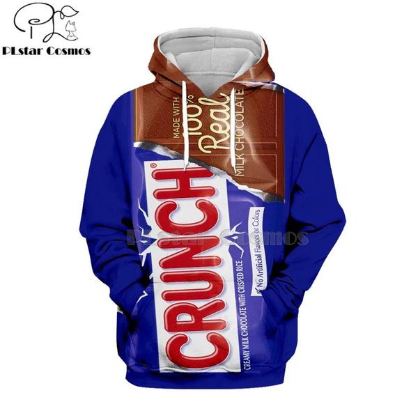 Sweatshirts neueste Süßigkeiten Snack -Tasche Schokolade Sauce 3D Hoodies Food Haruku Männer Frauen Langarm Pullover Kapuzenpullover Sweatshirt Freizeitmarke