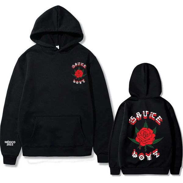 Sweatshirts EUA Rapper Eladio Carrion impressão capuz Rose Flower Graphics Hoodies masculino Molho Boyz Music Album Sweatshirt