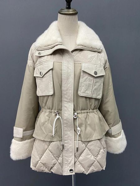 Jaquetas parka jacket Down com colarinho de pele de visita a feminino Moda Manks Coat, inverno, roupas magras femininas fêmeas de peles feminino 2022 novo