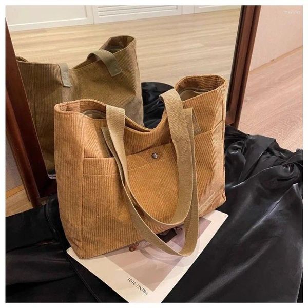 Abendtaschen Cord -Schulter für Frauen 2024 Fashion Koreanisch große Vintage weibliche Handtaschen Baumwolltuchkäufer Damen Tasche