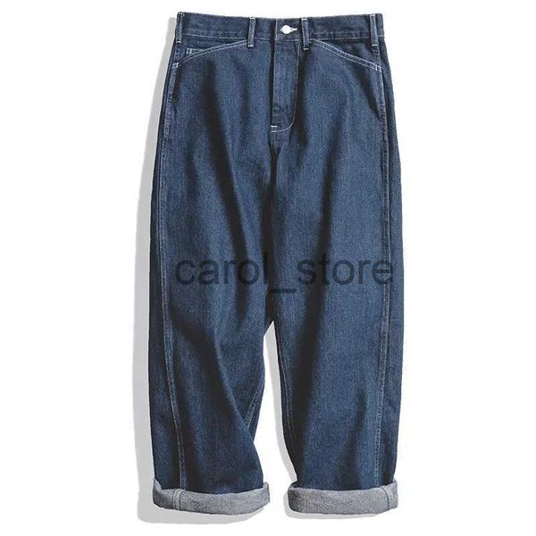 Pantaloni per gambe larghi jeans maschile di jeans maden 11,5 oz pantaloni oversize blu scuro per uomini di taglia da 28 a 36 jeans larghi per pantaloni dritti.