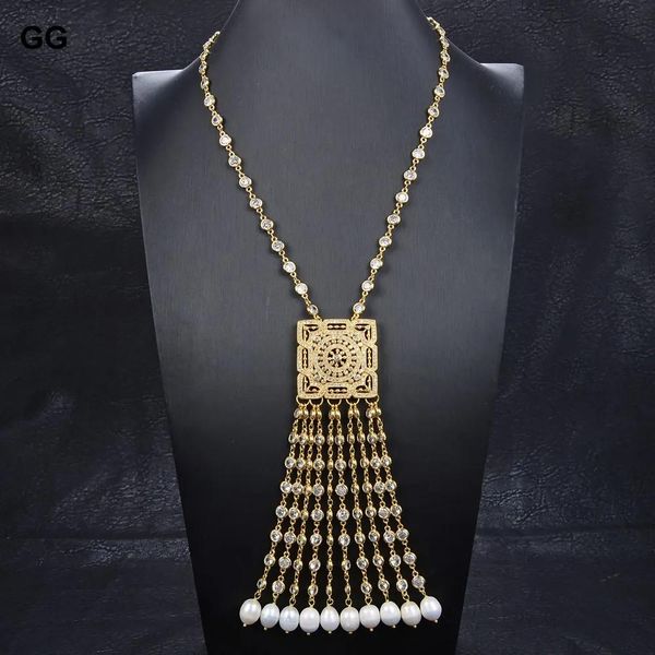 Halsketten GuaiGuai Schmuck 21'' Natürliche Weiße Reisperle Gelbgold Farbe Überzogene Kette Halskette Für Frauen