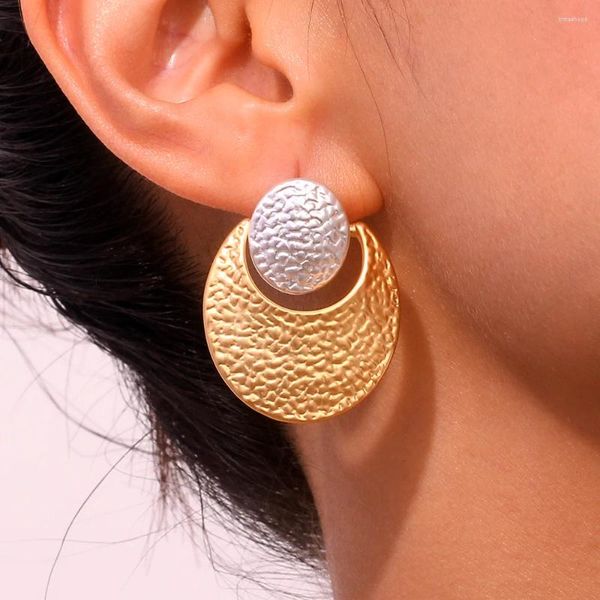 Bolzenohrringe Luxusqualität Schmuck Hammer Grain Geometrie Gold Silber Farbe Tropfen für Frauen Teenager ästhetischer Edelstahl