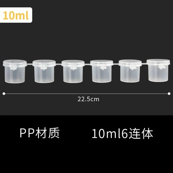 100 pces 6 copos potes de pintura tira 10ml/0.34oz mini vazio plástico pigmento copos frascos arte pintura artesanato suprimentos recipientes de armazenamento