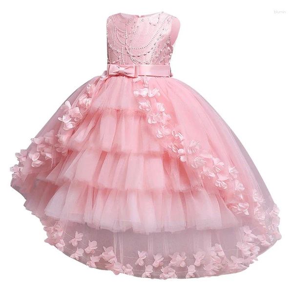 Vestidos de menina estR vestido de baile elegante para crianças para meninas Festa de renda em camadas Festa de casamento de casamento dama de honra Tuxedo Butterfly