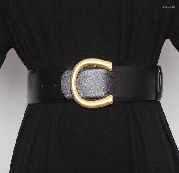 Cinture firmate larghe per le donne Vita femminile di alta qualità Plus Size Abito corsetto Cintura Cintura in vera pelle1159290