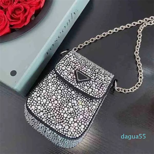 Designer Cadeia de ombro crossbody feminino Premium small quadrado shinet de telefone celular de diamante de diamante de diamante