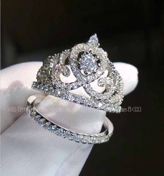 Choucong marca tamanho 510 jóias diamante 925 prata esterlina noivado casamento coroa anel conjunto para mulher men1619625