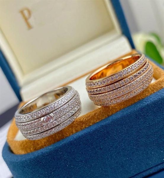 Кольцо из серии PIAGE ROSE, позолоченное серебро 18 карат, роскошные ювелирные изделия, вращающийся, изысканный подарок, дизайнер бренда6106520
