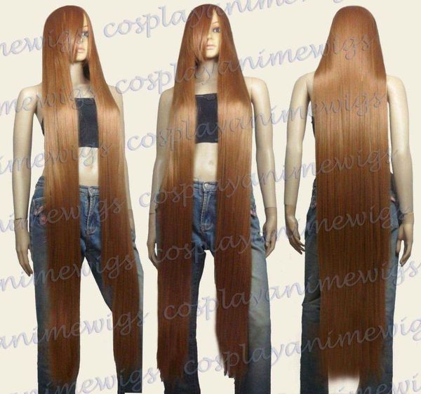 Perucas cosplay extra longas estilizadas com calor marrom claro de 150 cm 81LLB2000313