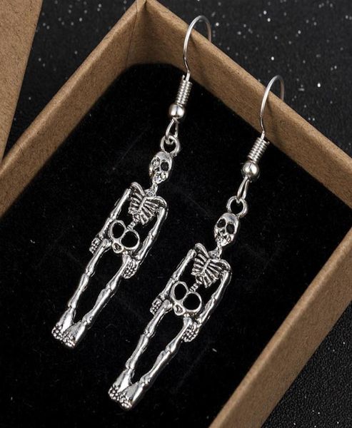 Orecchini pendenti traforati con teschio retrò punk Orecchini pendenti in acciaio al titanio Fantasma Unghie Personalità Halloween Gioielli essenziali Regalo Stud9214049