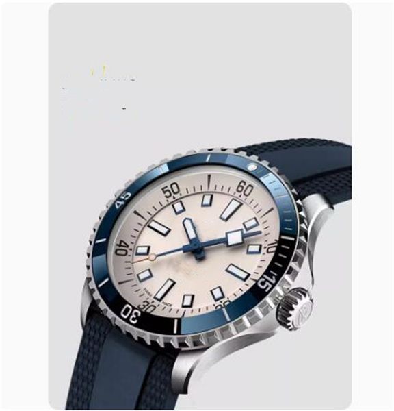Top AAA de alta qualidade Bretiling Men's Watch Super Ocean Series Automatic Mechan's Watch Blue Rubber Belt Men Watches Sapphire Designer Wristwatches muito bom