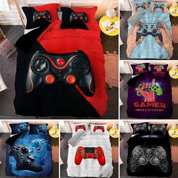 Conjuntos de tecnologia moderna tendências gamer conjunto de cama para adultos crianças gamepad consolador pano capa de edredão hippie nordic cama cobre 211224