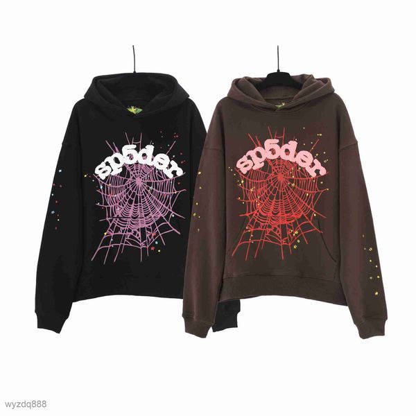 Örümcek Erkek Kadın Hoodie Sp5der Hoodies Tasarımcı Sweatshirts Kaliteli Sweatshirt Çift Kazak Giyim Moda Takibi Siyah Beyaz Pembe Web Grap P1KB