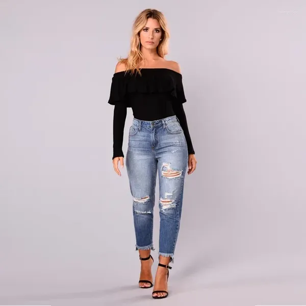 Frauen Jeans Skinny für Frauen sexy Jeanshose Frauen Highstreet -Stil Frühling Herbst Winter Kleidungsloch Casual Hosen Office Lady Dame