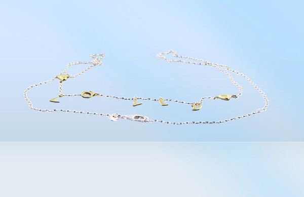 Neue 925 Sterling Silber Halskette Shine Loves Drehbuch Collier Halskette für Frauen Hochzeit Geschenk Europa DIY Juwely5958162