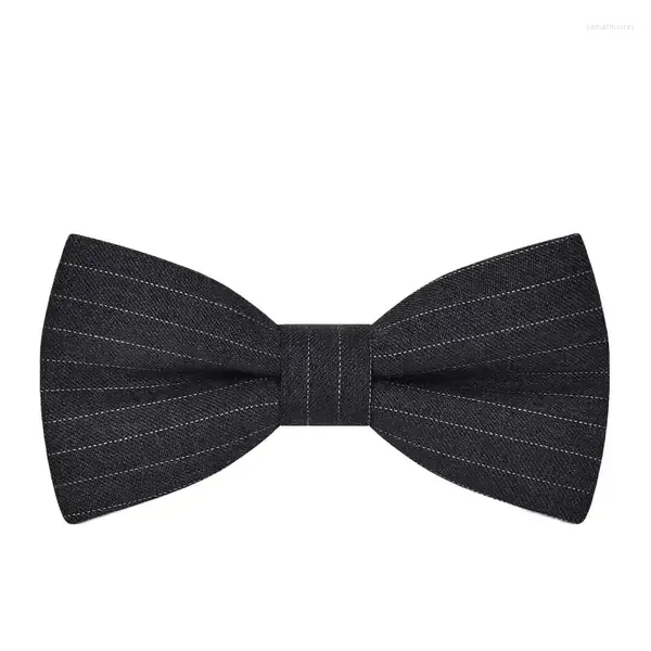 Bow Binds hochwertige Wolle schwarz grau gestreifte Krawatten für Banketthochzeit