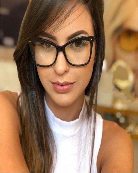 Cat Eye Gläser Rahmen Frauen Marke Optische Brillen Rahmen Frauen klare Linsen Fälschliche Brille übergroß