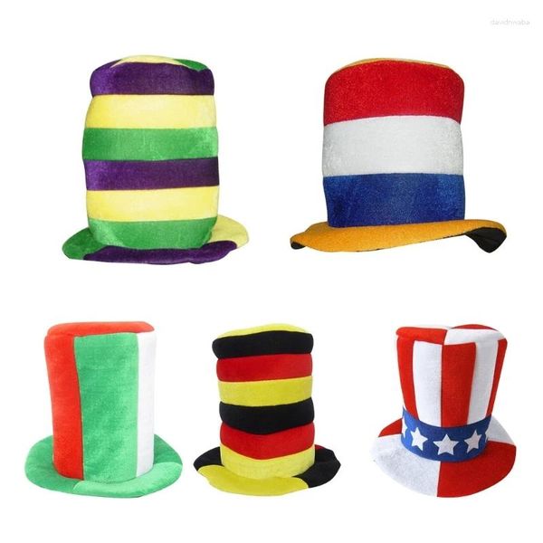 Berets Fun Flags Top Hat July -Costumes Haar Hoop Tee für Mädchen Kinder Vintage Pillbox Halloween