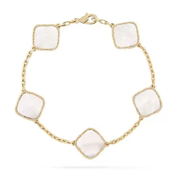 Designer-Armbänder Van Clover Armband Vierblättriges Kleeblatt 18 Karat Gold Liebe Armreif Anhänger Funkelnder Kristalldiamant für Frauen Mädchen Hochzeit Muttertag Schmuck mit Box