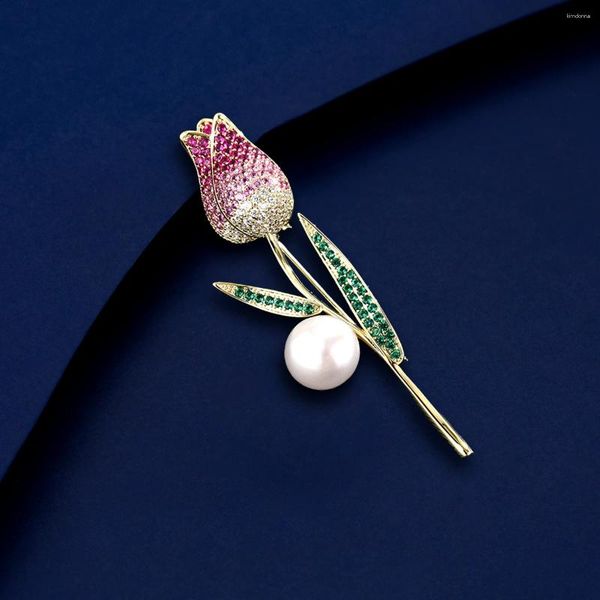Broches Suyu Autumn Fashion Atmosfera de luxo feminino Rose Broche Broche Artificial Pearl Pin Coat Botão