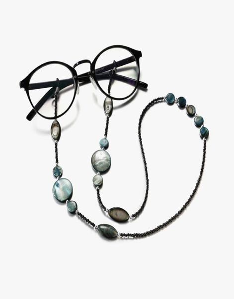 Decorativo polido abalone concha imitação de óculos de acrílico com contas corrente de leitura cordão de vidro retentor de óculos de sol suporte de óculos 7981049