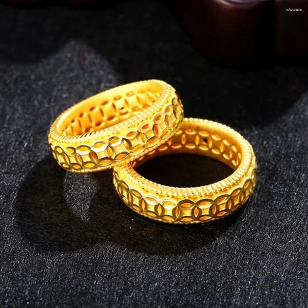 Clusterringe 1PCS 999 reines 24k Gelbgold Ring für Frauen 3d viele Münzband US -Größe 5,75 Gewicht 2,5 g