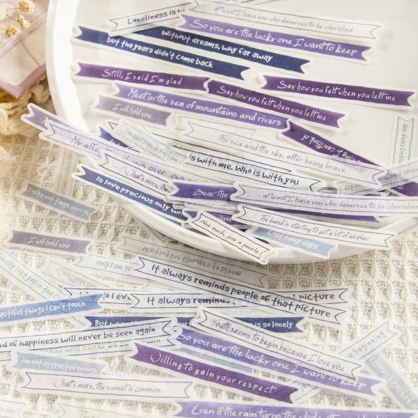 Geschenkverpackung 60 PCS Strip English Text Aufkleber Pack DIY Tagebuch handgefertigtes Scrapbooking -Material für Kalender Kunsthandwerk