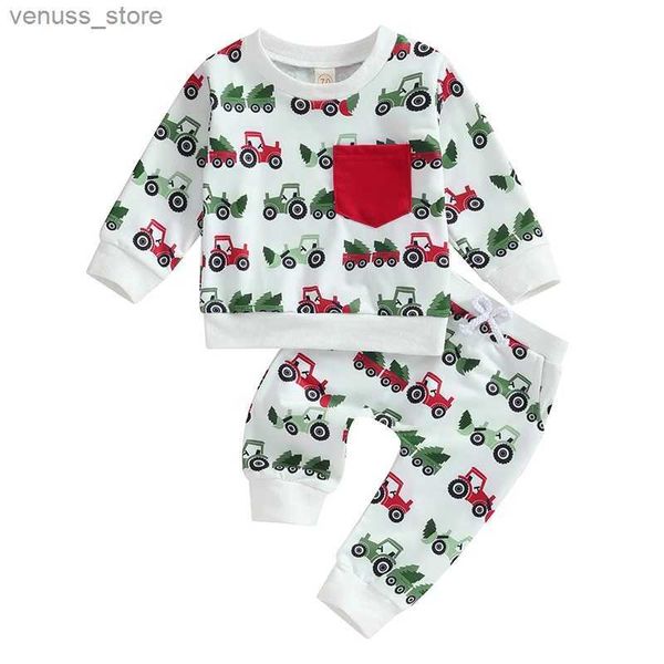 Комплекты одежды FOCUSNORM, комплекты рождественской одежды для маленьких мальчиков и девочек от 0 до 3 лет, пуловер с длинными рукавами и принтом рождественской елки, кофты и штаны
