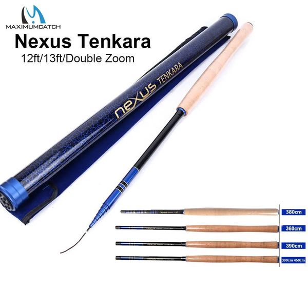 Linha Maximumcatch Nexus 12/13 pés Tenkara Vara de pesca telescópica com mosca 7:3 Ação Haste Tenkara com zoom duplo com meia e tubo de carbono