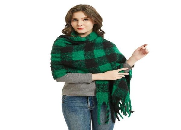 Sciarpa quadrata verde rosso giallo nero bianco Sciarpa quadrata da donna calda invernale in lana di cashmere per donna7717192