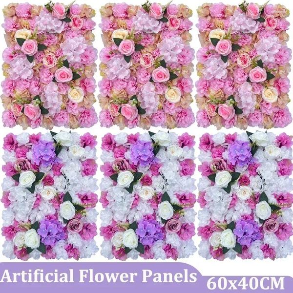 Dekorative Blumen Blumen Panel Wanddekoration 60x40 cm Paneele für Wohnzimmer Party Hochzeit Kulisse Künstliche Matte