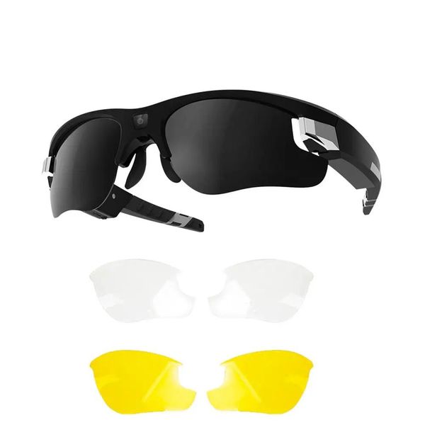 Óculos de sol esportes mini óculos de sol câmera fone de ouvido hd1080p óculos de câmera inteligente multifuncional bluetooth 200w pixel polarizado óculos inteligentes