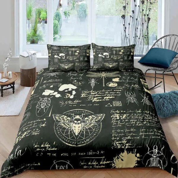 Conjuntos Death Moth Conjunto de cama Borboleta Moderna Impressão 3D Consolador Luxo Rainha Rei Único Tamanho Capa de Edredão Decoração de Casa Geometria