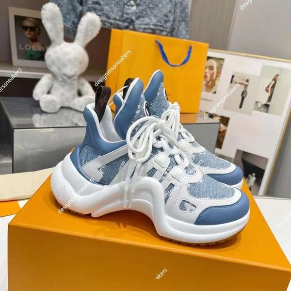 Alta Qualidade / Com Caixa Designer Archlight Sneakers Runway Dress Shoes Lace Up Malha Branca Preto Respirável Bow Platform Trainer Chunky Sneaker Shoe