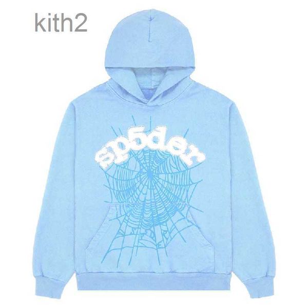 Felpa con cappuccio maschile 2023 Nuovo Sky Blue SP5der Hoodie Men Women 1 Hip Hop Young Thug Spider World World 555555 Print Pullover Light V7me