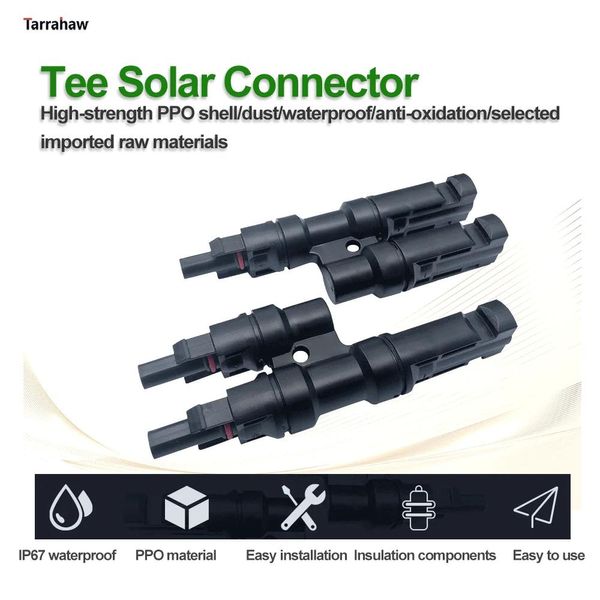 Aksesuarlar Güneş Konnektörü T Tip 1to2 Güneş Sızdırmazlık Eklemi 3way PV Panel Paralel Şube 30A 1000V fiş 2.5/4/6mm Modül Kablo Aksesuarları