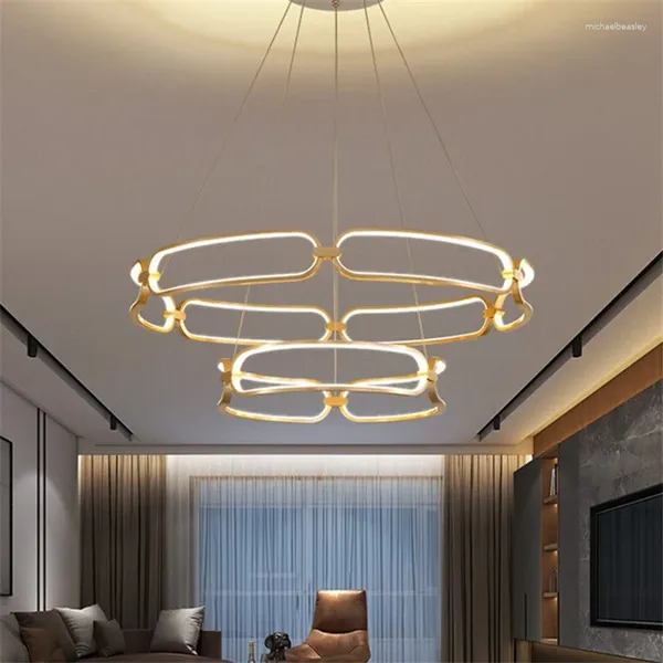 Lampadiers nastro Adara lampadario moderno anello a led di lusso Luce per soggiorno luci sospese per la casa dell'illuminazione decorazione d'interni