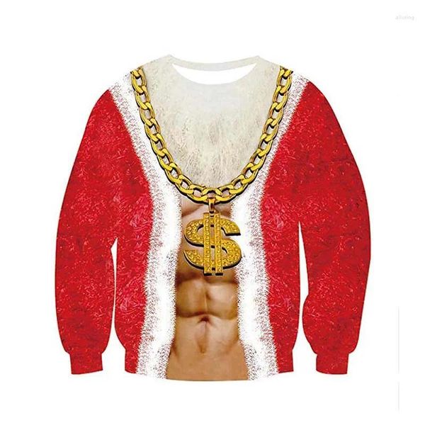 Suéteres masculinos ano natal cosplay y2k pullovers natal 2024 papai noel modelado tops roupas feias engraçadas para roupas masculinas