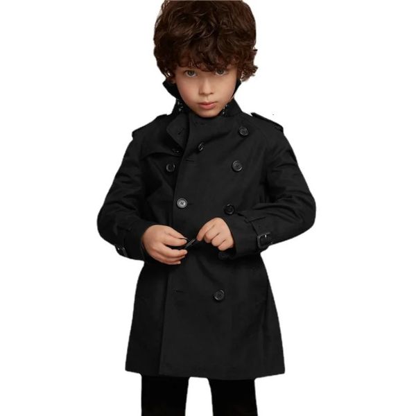 Trench doppio petto per ragazzi Cappotti trench classici per bambini Giacca a vento Giacca con bavero Abito primaverile Capispalla Peacoat 231225