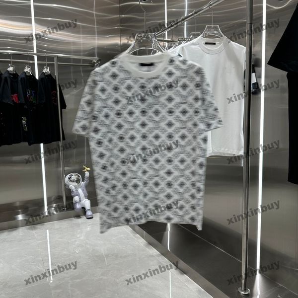 Xinxinbuy 2024 Herren Designer T-Shirt Tie Dye Briefdruck Rundhalsausschnitt Kurzarm Baumwolle Damen Schwarz Weiß Blau XS-2XL