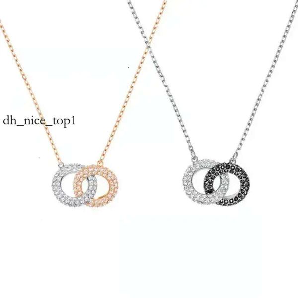 Colar swarovski Luxo Moda Feminina Alta Edição Donut Anel Duplo Corrente Colar Elemento Colar de Cristal Corrente 937 colar swarovski