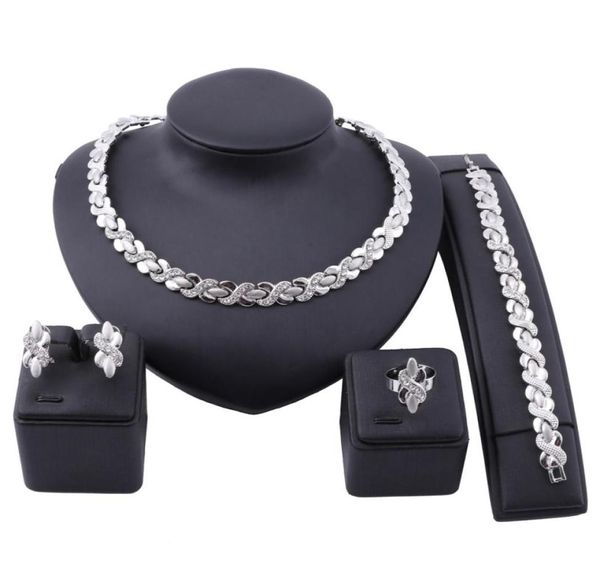 Set di gioielli di dichiarazione Set di gioielli di collana di colore oro argento di marca Dubai Set di accessori per donna da sposa nigeriani interi5573152