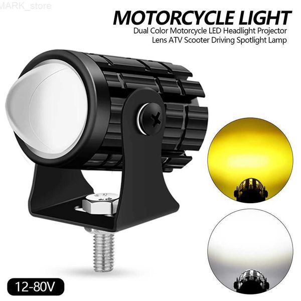 Motosiklet Aydınlatma Çift Renkli Motosiklet LED Far İş Lambası Offroad Araç Tekne Kamyonu SUV Sis Lambası Far Beyaz Sarı 12V 24VL231225